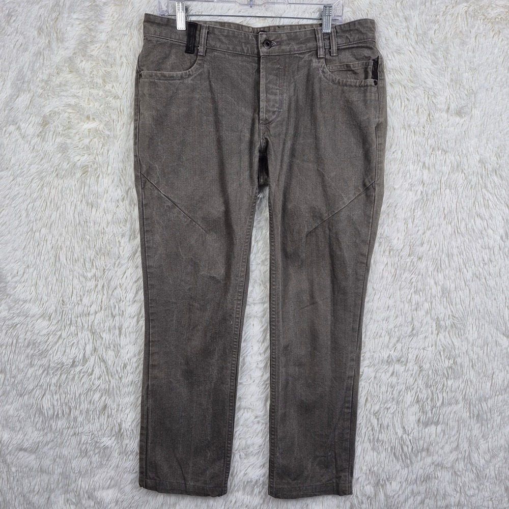 Nice Collective Mens Paneled Cotton Straight Leg Pants Grey Brown Made USA 34x29